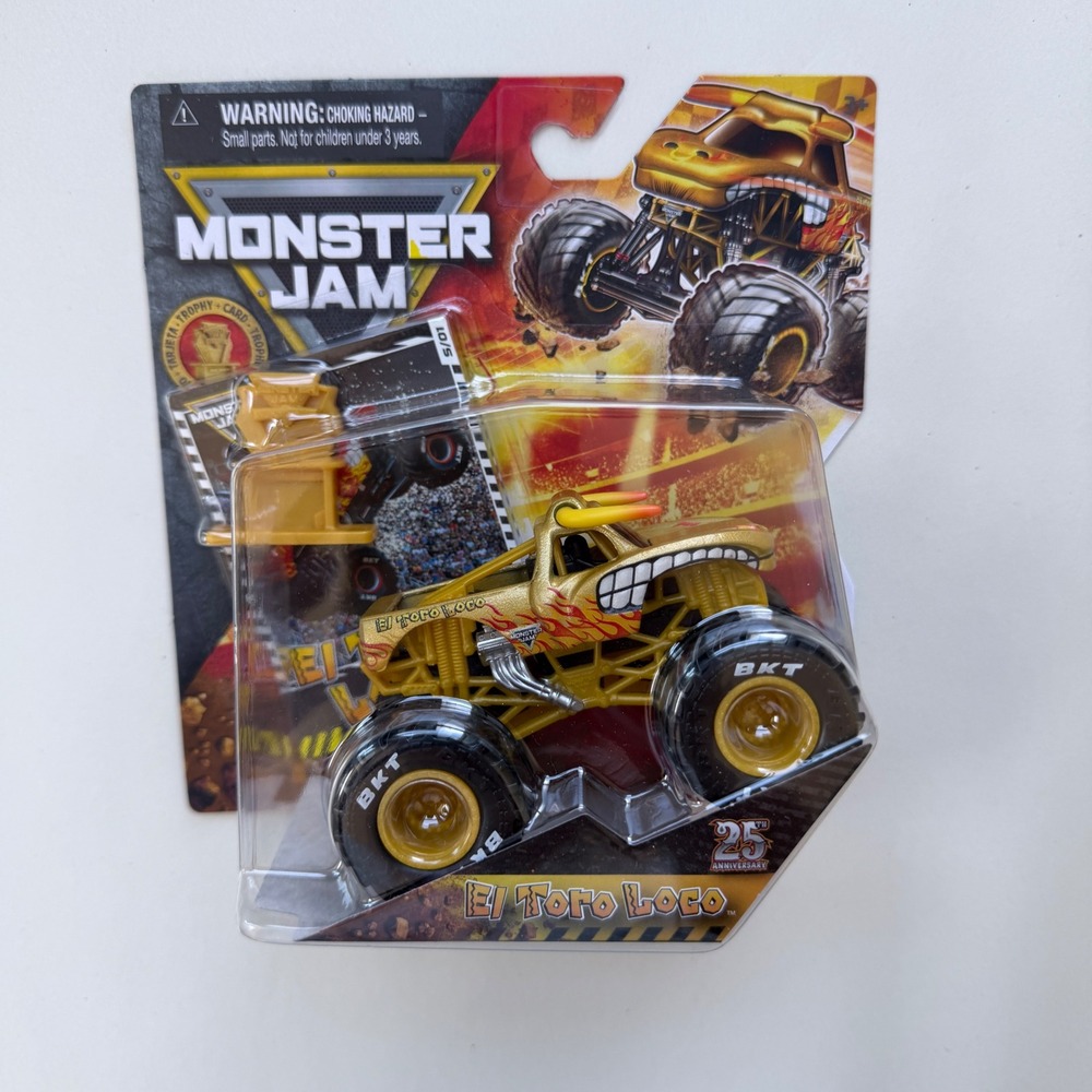 Monster Jam El Toro Loco 25th Anniversary Gold 1:64 Die-Cast Truck with Trophy